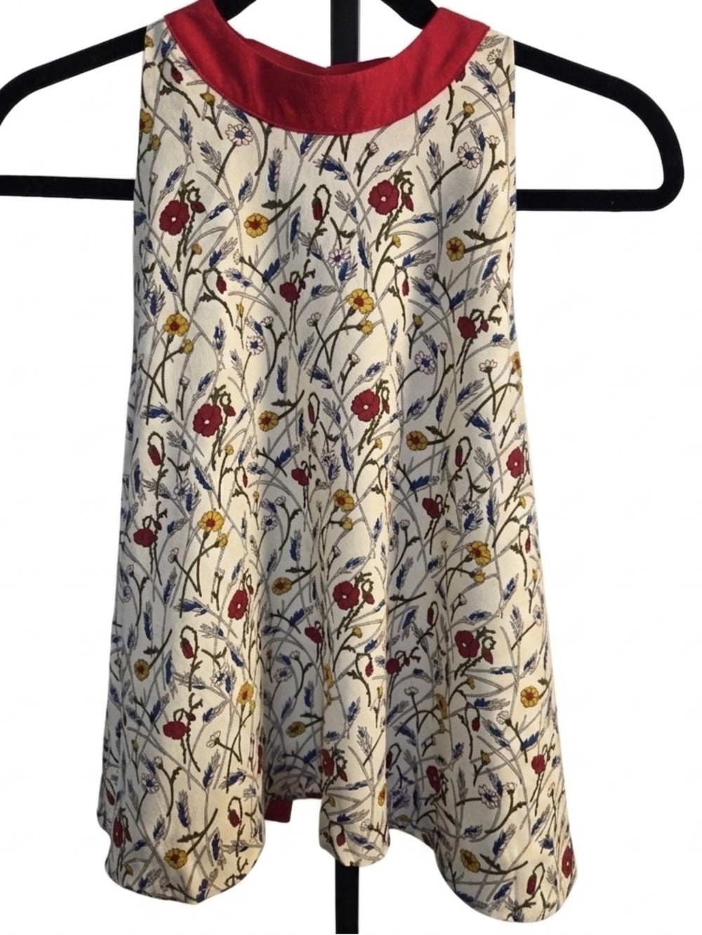 POL Red Trim Floral Tank with Bow Accent